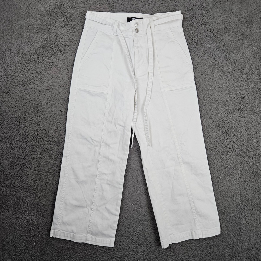 Hudson White‎ Wide Leg Crop Tie Waist Pants H1224-01 Size 10